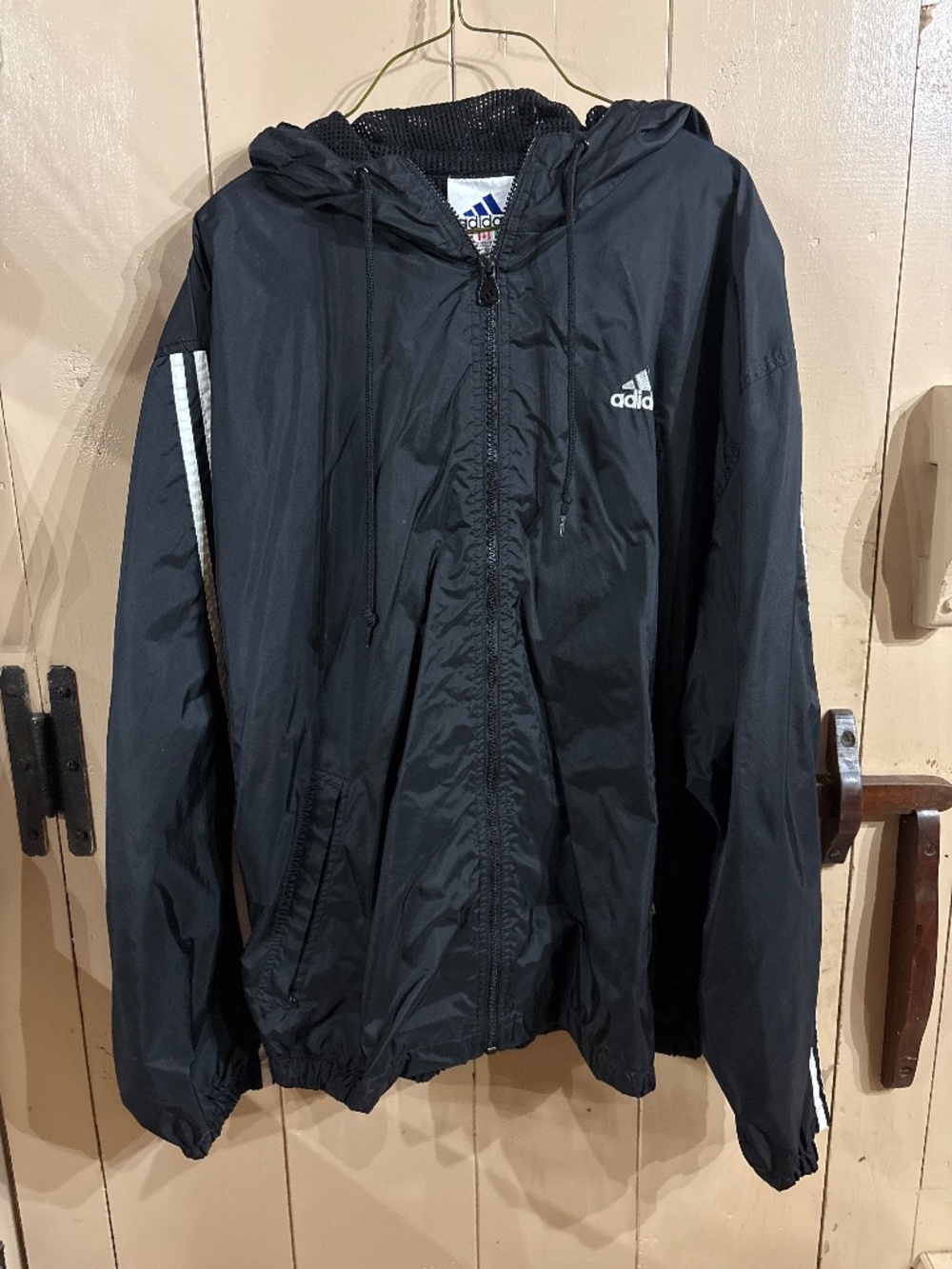 Adidas black hooded jacket, vintage